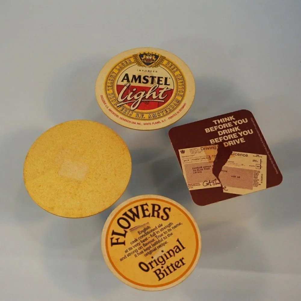 4 Vintage Beer Brewery Coasters Bavaria Amstel Flowers Heineken
